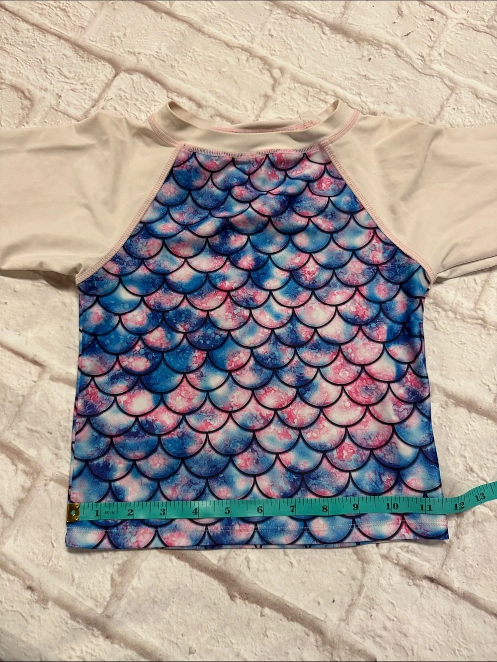 Girls Long-Sleeve Mermaid Scale Rashguard Set - Pink & Blue